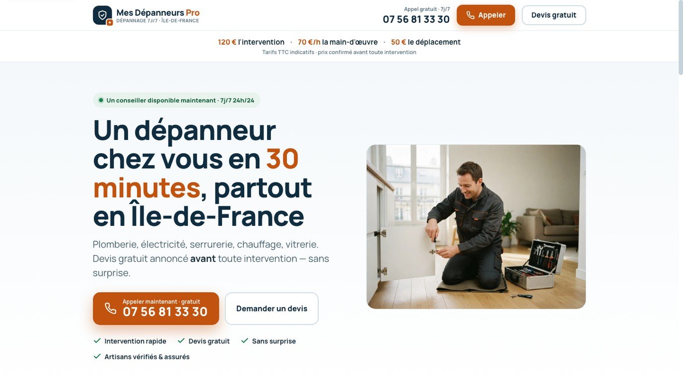 Mes Dépanneurs Pro — dépannage multi-métiers